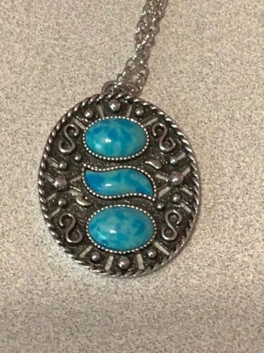 Sarah Coventry Turquoise and Silver-tone Pendant Necklace